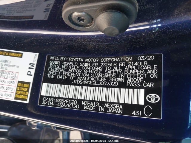 Toyota COROLLA SE 2020 JTDS4RCE2LJ052320 Image 9