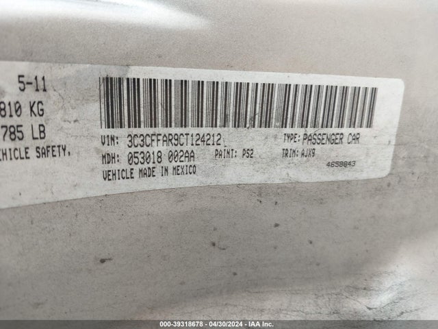 2012 FIAT 500 3C3CFFAR9CT124212 Photo 8