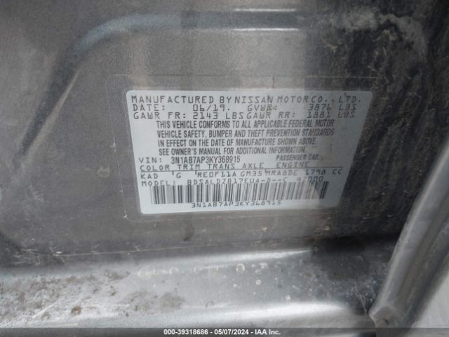 3N1AB7AP3KY368915 Nissan SENTRA SV