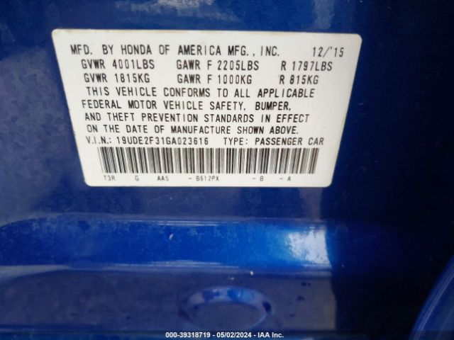 19UDE2F31GA023616 Acura Ilx 2.4l/acurawatch Plus Package