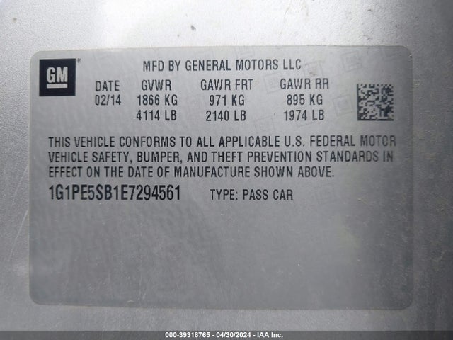 Chevrolet Cruze 2lt Auto 2014 1G1PE5SB1E7294561 Image 9