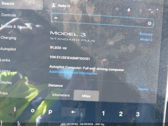 5YJ3E1EA8MF100151 Tesla Model 3 Standard Range Plus Rear-wheel Drive