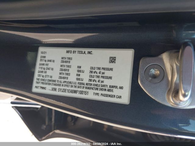 5YJ3E1EA8MF100151 Tesla Model 3 Standard Range Plus Rear-wheel Drive