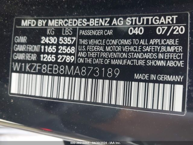 W1KZF8EB8MA873189 Mercedes-Benz E 350 4matic
