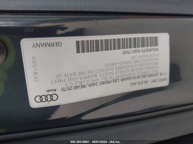 2019 AUDI A5 WAUENCF51KA017590 Photo 8