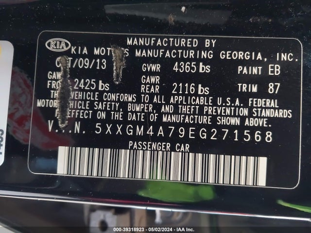 KIA Optima Lx 2014 5XXGM4A79EG271568 Image 9