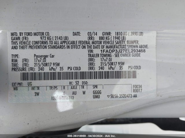 Ford Focus Titanium 2014 1FADP3J27EL293468 Image 9