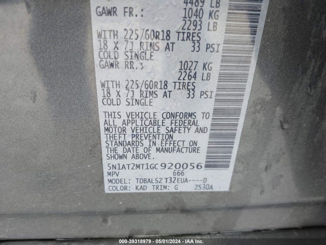 Nissan Rogue Sl 2016 5N1AT2MT1GC920056 Image 9