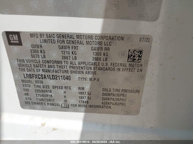 Buick Envision Fwd Essence 2020 LRBFXCSA1LD211040 Image 9