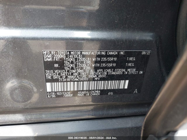 Toyota Rav4 Xle Premium 2022 2T3A1RFV5NW298993 Image 9