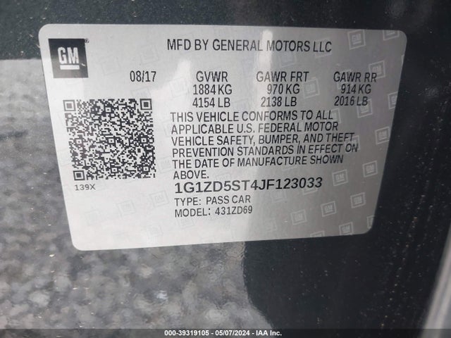 Chevrolet MALIBU LT 2018 1G1ZD5ST4JF123033 Image 9