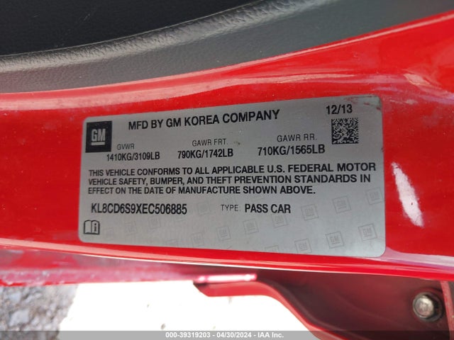 Chevrolet Spark 1lt Auto 2014 KL8CD6S9XEC506885 Image 9