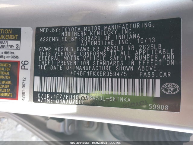 Toyota CAMRY LE 2014 4T4BF1FKXER359475 Image 9