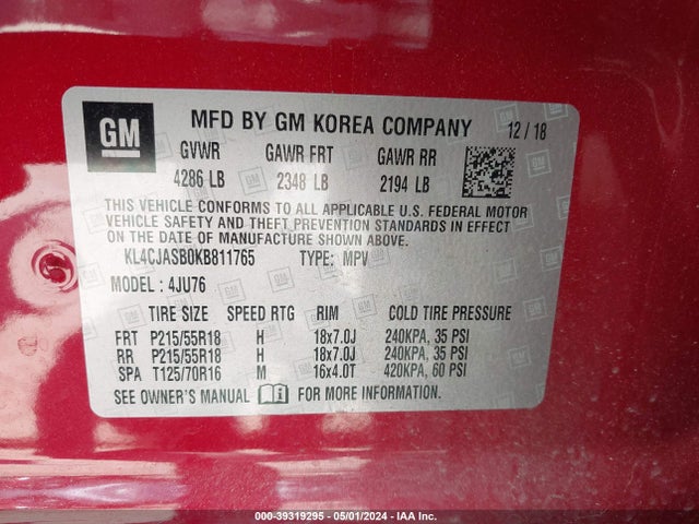 KL4CJASB0KB811765 Buick Encore Fwd Preferred