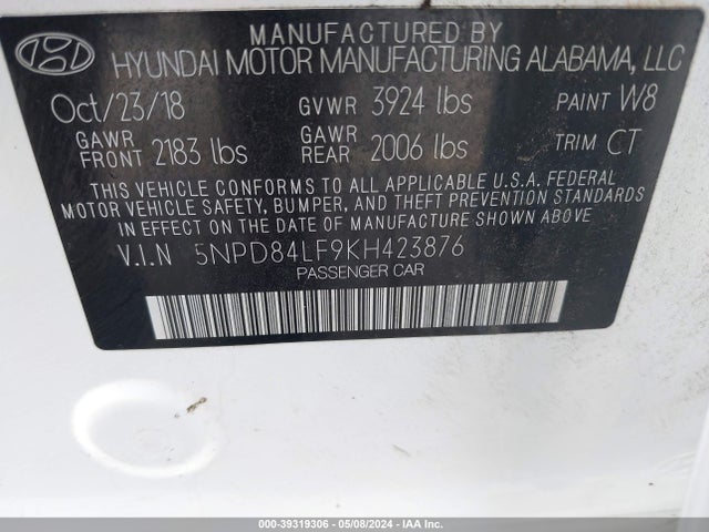 Hyundai ELANTRA SEL 2019 5NPD84LF9KH423876 Image 9