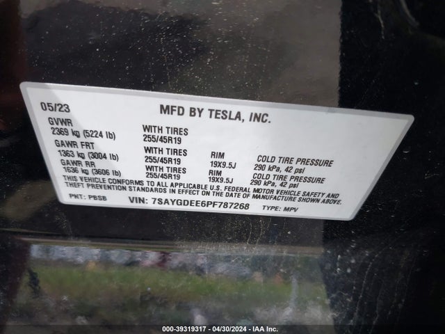 7SAYGDEE6PF787268 Tesla Model Y Awd/long Range Dual Motor All-wheel Drive