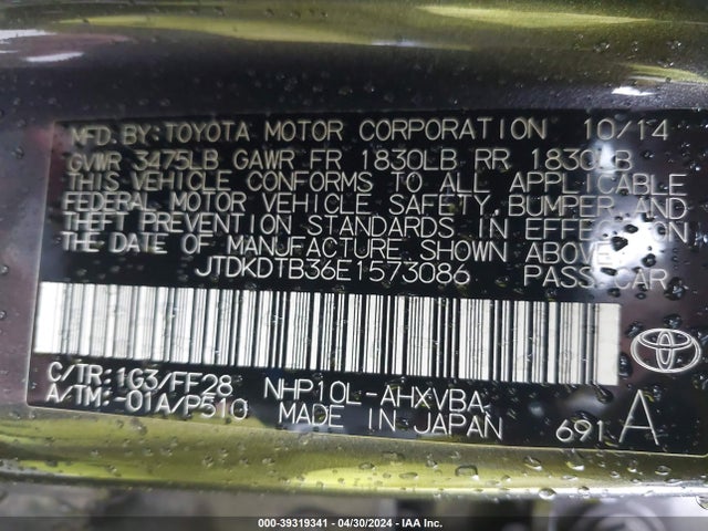 Toyota Prius C Two 2014 JTDKDTB36E1573086 Image 9