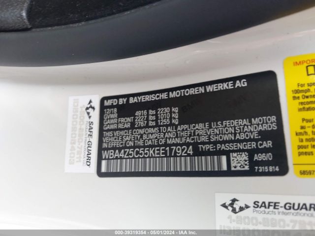 WBA4Z5C55KEE17924 BMW 440I