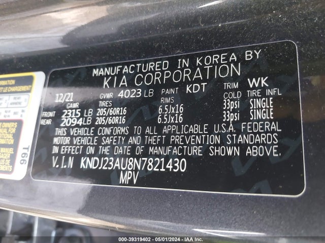KIA SOUL LX 2022 KNDJ23AU8N7821430 Image 9
