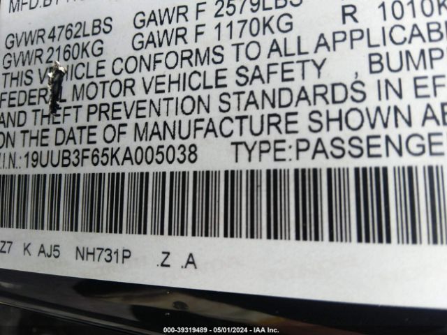19UUB3F65KA005038 Acura Tlx Tech   A-spec Pkgs