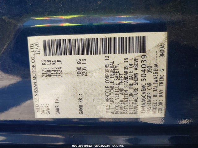 Nissan Maxima Sv Xtronic Cvt 2021 1N4AA6CV6MC504039 Image 9