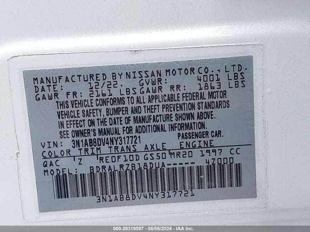 Nissan Sentra Sr Xtronic Cvt 2022 3N1AB8DV4NY317721 Image 9