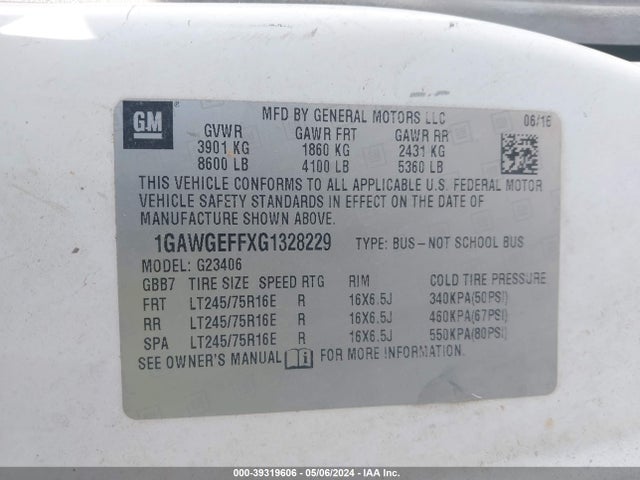 Chevrolet Express 2500 Ls 2016 1GAWGEFFXG1328229 Image 9