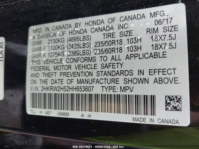 Honda CR-V EX 2017 2HKRW2H52HH653607 Image 9