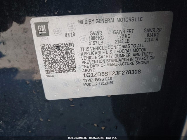 Chevrolet MALIBU LT 2018 1G1ZD5ST2JF278308 Image 9