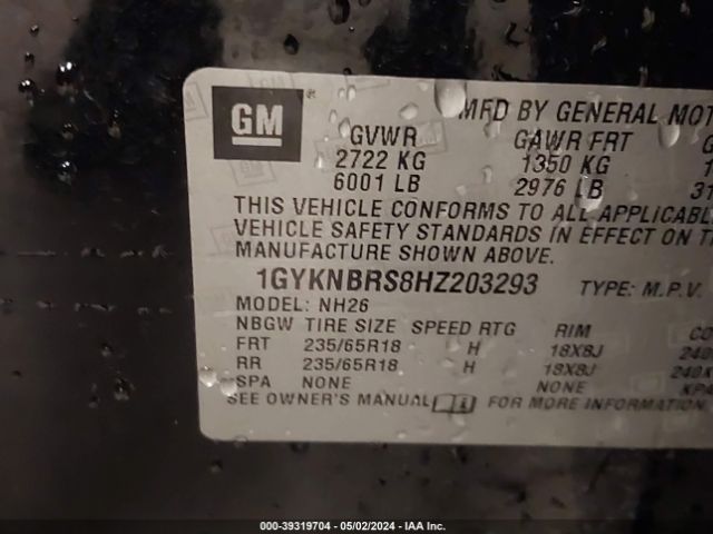 1GYKNBRS8HZ203293 Cadillac XT5 LUXURY