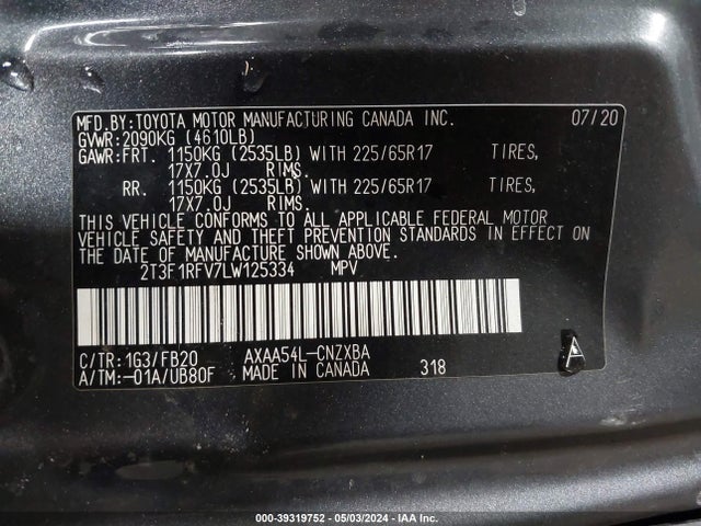 Toyota RAV4 LE 2020 2T3F1RFV7LW125334 Image 9