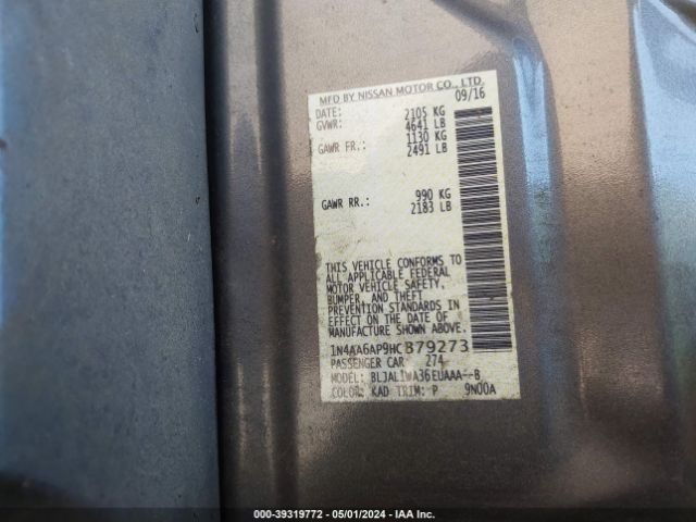 1N4AA6AP9HC379273 Nissan Maxima 3.5 Sr