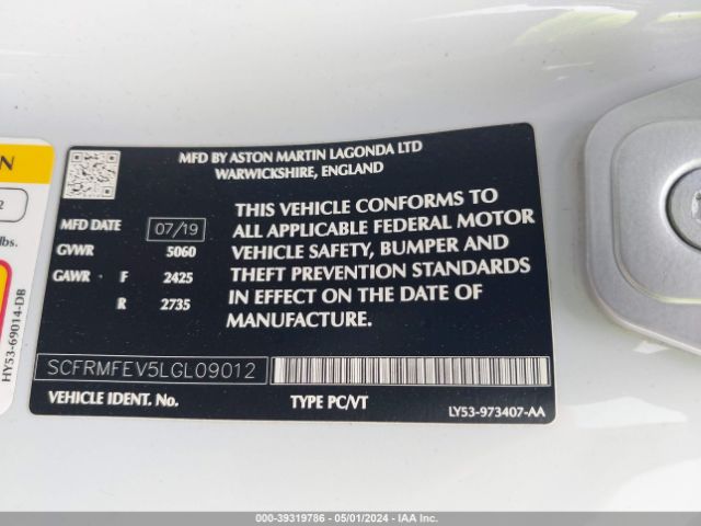 2020 ASTON MARTIN DB11 SCFRMFEV5LGL09012 Photo 8