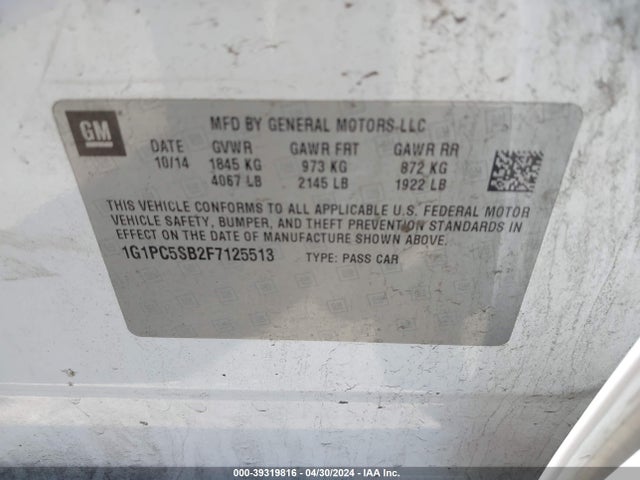 Chevrolet Cruze 1lt Auto 2015 1G1PC5SB2F7125513 Image 9
