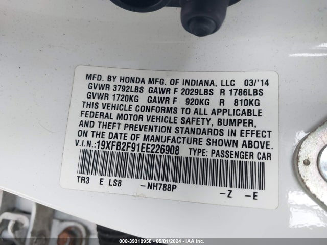 Honda Civic Ex-l 2014 19XFB2F91EE226908 Image 9