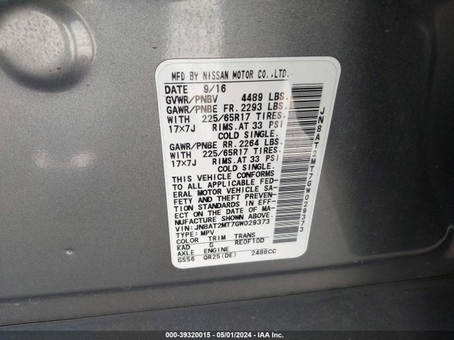 Nissan ROGUE S 2016 JN8AT2MT7GW029373 Image 9