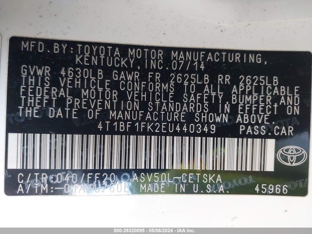 Toyota CAMRY SE 2014 4T1BF1FK2EU440349 Image 9