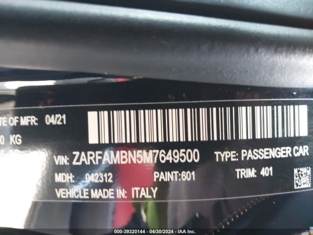 ZARFAMBN5M7649500 Alfa Romeo Giulia Ti Sport Rwd