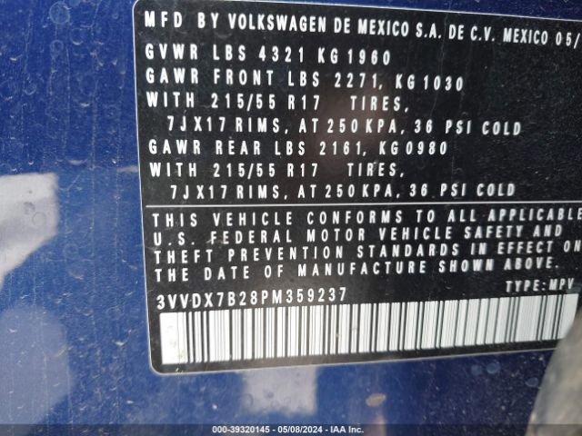 3VVDX7B28PM359237 Volkswagen Taos 1.5t S