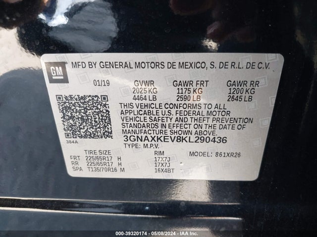 Chevrolet EQUINOX LT 2019 3GNAXKEV8KL290436 Image 9