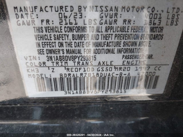 Nissan Sentra Sr Xtronic Cvt 2023 3N1AB8DV8PY293815 Image 9