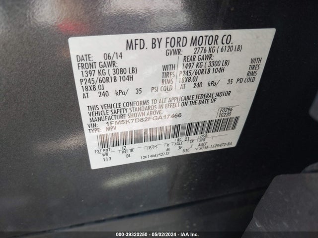 Ford EXPLORER XLT 2015 1FM5K7D82FGA17466 Image 9