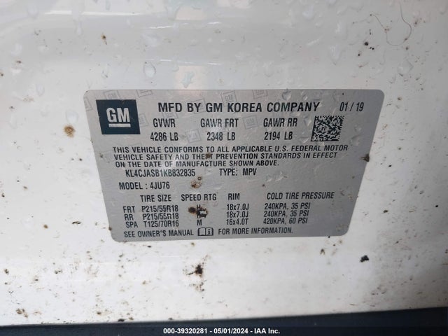 KL4CJASB1KB832835 Buick Encore Fwd Preferred
