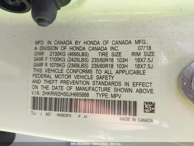 Honda CR-V EX 2018 2HKRW2H50JH665888 Image 9