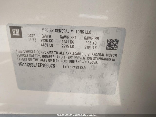 Chevrolet MALIBU 1LT 2014 1G11C5SL1EF166976 Image 9