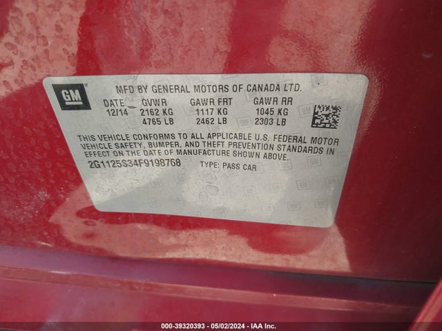 Chevrolet Impala 2lt 2015 2G1125S34F9198768 Image 9