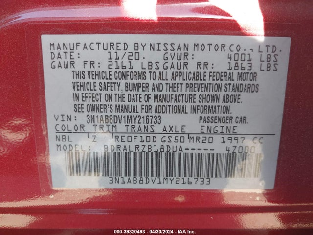 Nissan Sentra Sr Xtronic Cvt 2021 3N1AB8DV1MY216733 Image 9