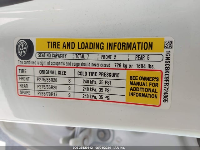 Chevrolet Tahoe Lt 2015 1GNSCBKC9FR724865 Image 9