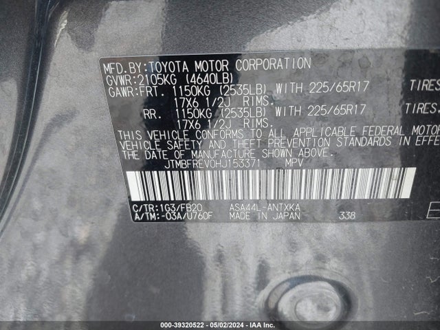Toyota RAV4 LE 2017 JTMBFREV0HJ153371 Image 9