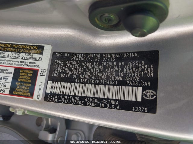 Toyota CAMRY LE 2015 4T1BF1FK7FU114631 Image 9